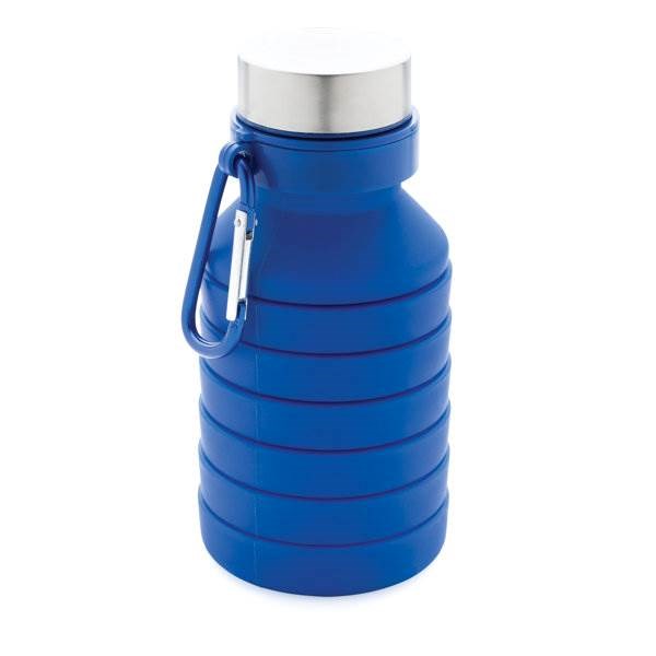 Obrázky: Nepriepustná modrá silikónová skladacia fľaša