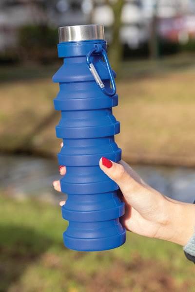 Obrázky: Nepriepustná modrá silikónová skladacia fľaša, Obrázok 12