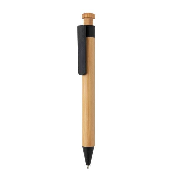 Obrázky: Bambusové pero s čiernym klipom z pšeničnej slamy
