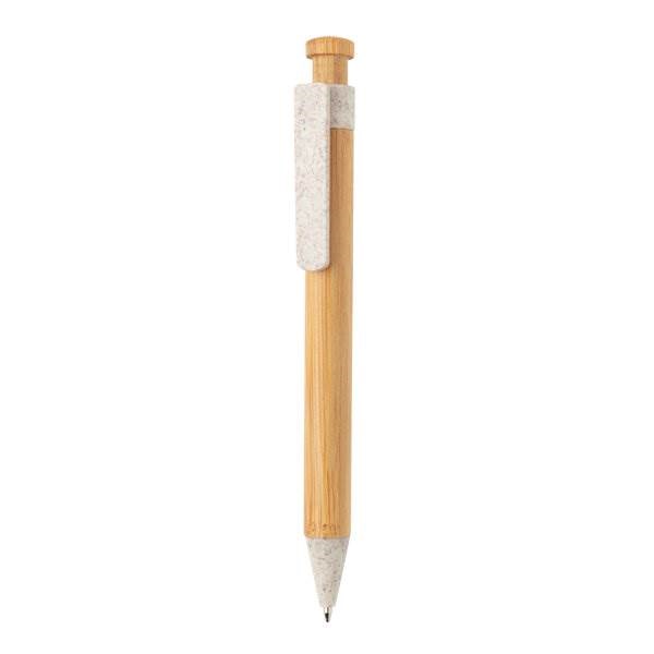 Obrázky: Bambusové pero s bielym klipom z pšeničnej slamy
