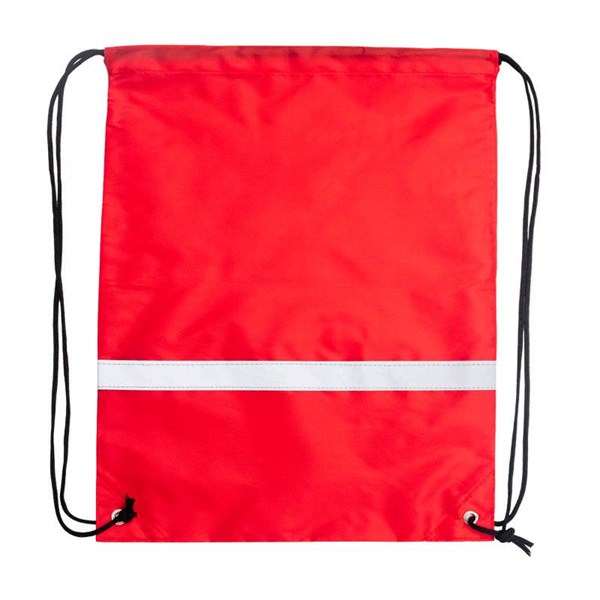 Obrázky: Sťahovací ruksak sreflexným pásikom, červený, Obrázok 3