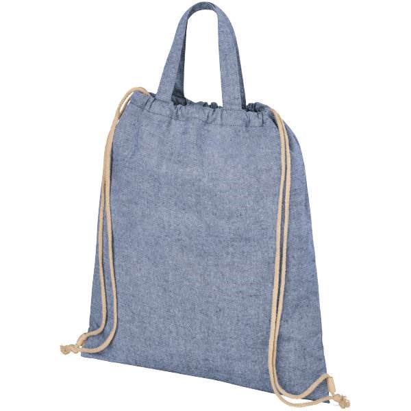 Obrázky: Modrá taška/ruksak z recykl. bavlny , 210g, Obrázok 2