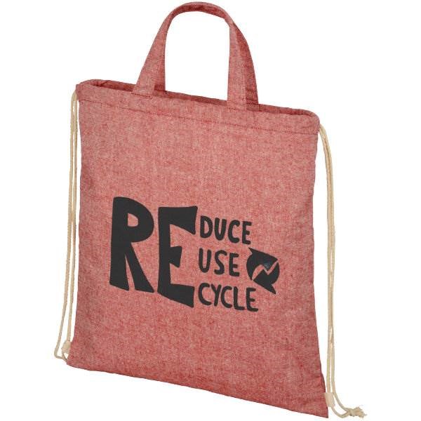Obrázky: Červená taška/ruksak z recykl. bavlny, 210g, Obrázok 4