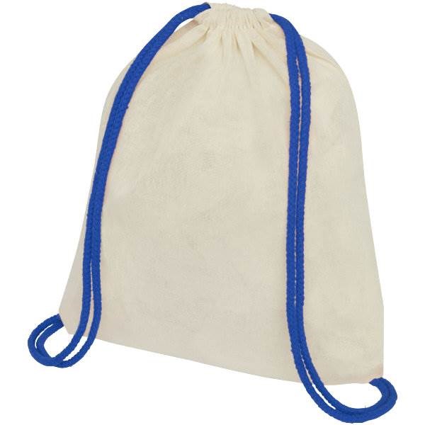 Obrázky: Prírodný ruksak s modrými šnúrkami, bavlna 100g