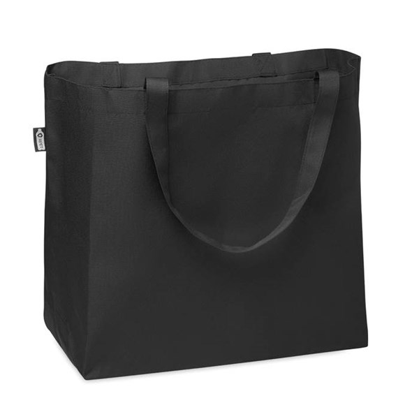 Obrázky: Veľká RPET nákupná taška so širokým dnom, čierna