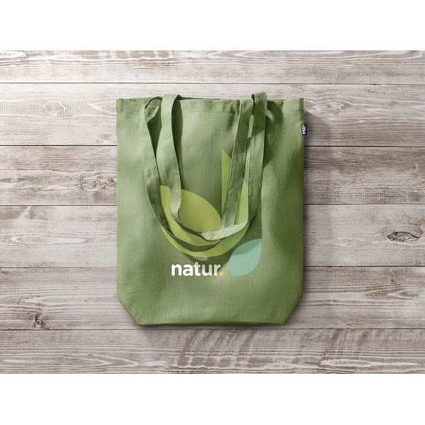 Obrázky: Zelená nákupná taška z konopnej látky, 200g, Obrázok 3