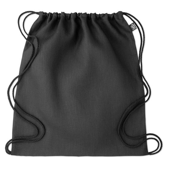 Obrázky: Čierny sťahovací ruksak z konopnej látky