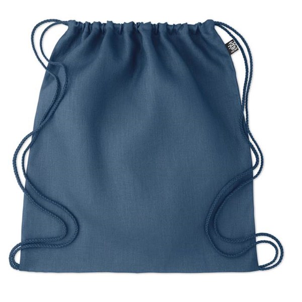 Obrázky: Modrý sťahovací ruksak z konopnej látky