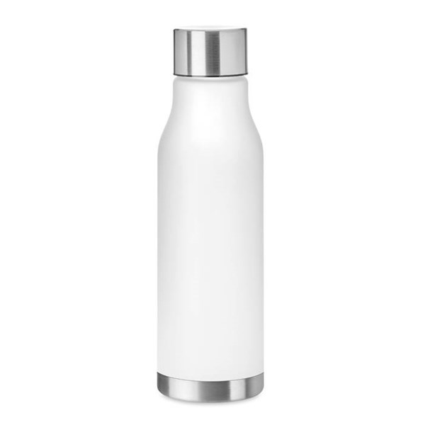 Obrázky: Biela fľaša z RPET, pogumovaná úprava, 600ml