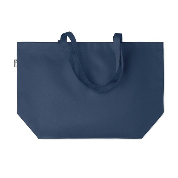 Obrázky: Veľká RPET nákupná taška so širokým dnom, modrá, Obrázok 5