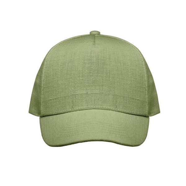 Obrázky: Zelená 5-dielna čiapka, konopná látka,mosadz.spona, Obrázok 2