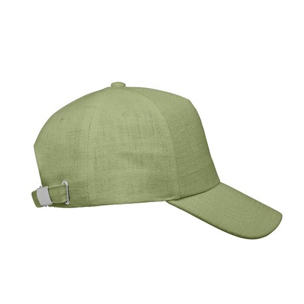 Obrázky: Zelená 5-dielna čiapka, konopná látka,mosadz.spona, Obrázok 3