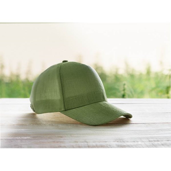 Obrázky: Zelená 5-dielna čiapka, konopná látka,mosadz.spona, Obrázok 6