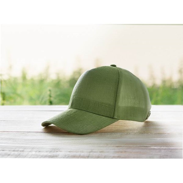 Obrázky: Zelená 5-dielna čiapka, konopná látka,mosadz.spona, Obrázok 7