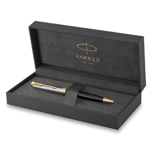 Obrázky: PARKER Sonnet Premium Metal Black GT, gul. pero, Obrázok 2