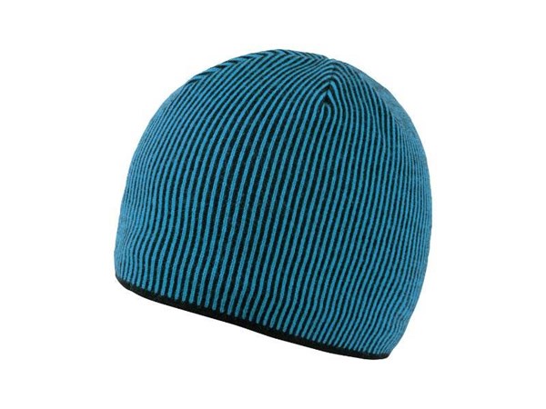 Obrázky: Čierna pletená zimná čiapka s  modrými pásikmi, Obrázok 1