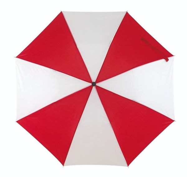 Obrázky: Dvojdielny skladací dáždnik, bielo-červený, Obrázok 2