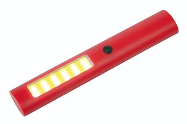 Obrázky: LED COB plast. pracovná baterka s magnetom,červená, Obrázok 2