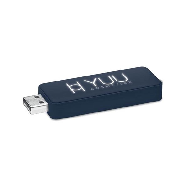 Obrázky: Modrý USB flash disk 8 GB s podsvieteným logom