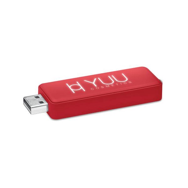 Obrázky: Červený USB flash disk 8 GB s podsvieteným logom