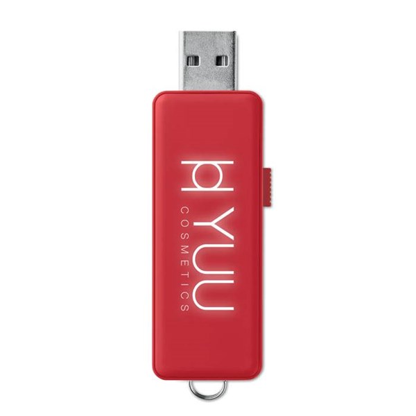 Obrázky: Červený USB flash disk 8 GB s podsvieteným logom, Obrázok 3