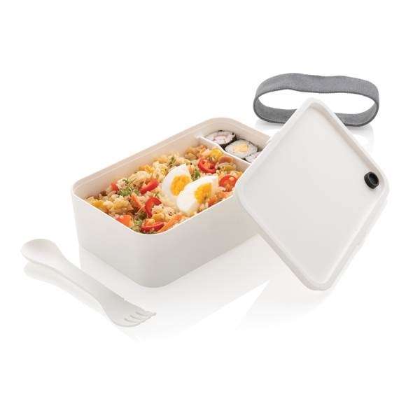 Obrázky: Biela plastová krabička na jedlo s vidličkou 1,2 L, Obrázok 3