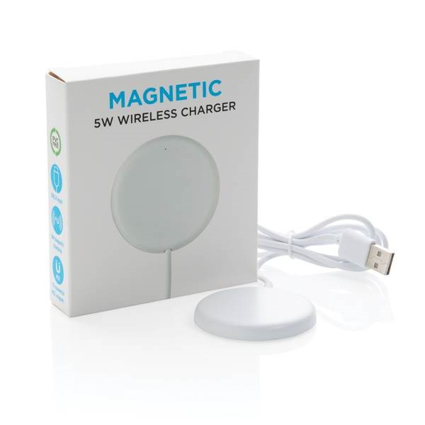 Obrázky: Magnetická bezdrôt. nabíjačka 5W z bieleho plastu, Obrázok 9