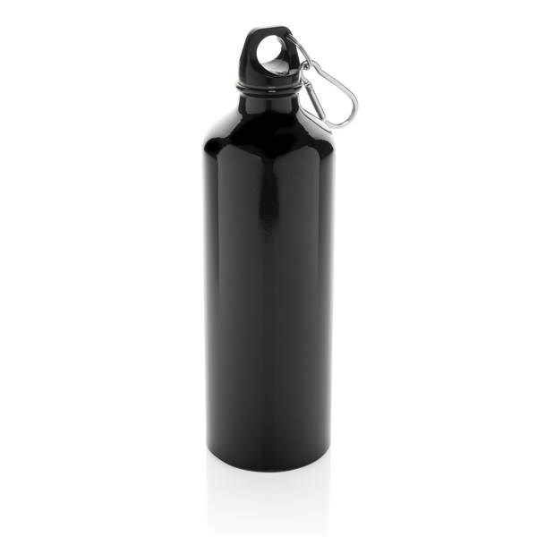 Obrázky: Hliníková športová fľaša s karabínou XL - čierna