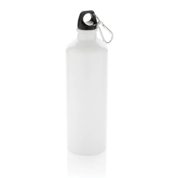 Obrázky: Hliníková športová fľaša s karabínou XL - biela, Obrázok 1