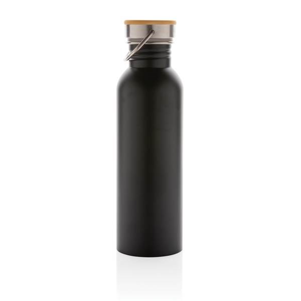 Obrázky: Čierna nerezová fľaša s bambusovým uzáverom 700ml, Obrázok 3