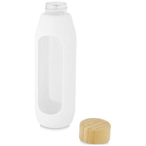Obrázky: Sklenená fľaša 600 ml so silikón. obalom, biela, Obrázok 2
