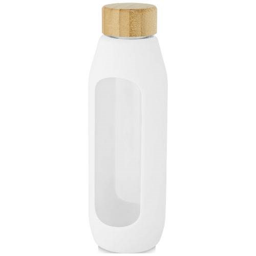 Obrázky: Sklenená fľaša 600 ml so silikón. obalom, biela, Obrázok 3