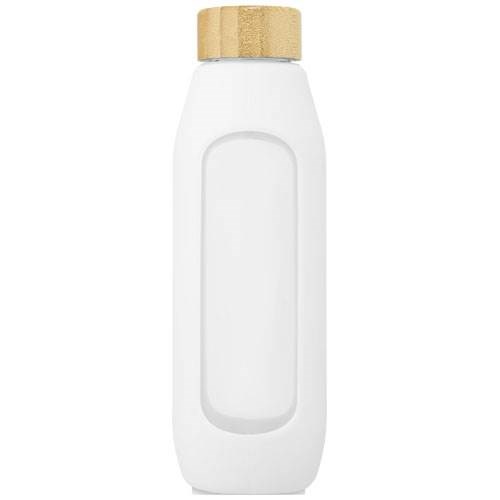 Obrázky: Sklenená fľaša 600 ml so silikón. obalom, biela, Obrázok 5