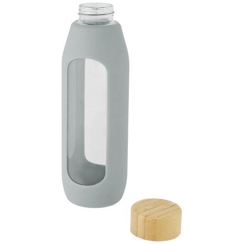 Obrázky: Sklenená fľaša 600 ml so silikón. obalom, šedá, Obrázok 2