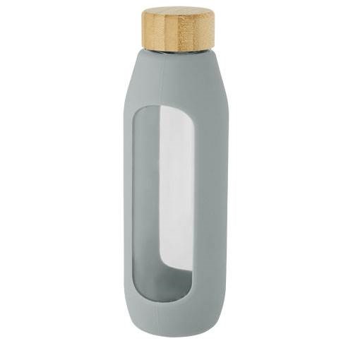 Obrázky: Sklenená fľaša 600 ml so silikón. obalom, šedá, Obrázok 3