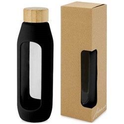 Obrázky: Sklenená fľaša 600 ml so silikón. obalom, čierna