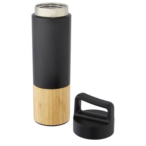 Obrázky: Nerezová termoska 540 ml s bambusom, čierna, Obrázok 2
