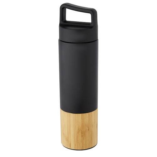 Obrázky: Nerezová termoska 540 ml s bambusom, čierna, Obrázok 3