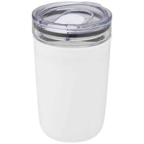 Obrázky: Sklenený hrnček 420 ml s plastovým obalom biely