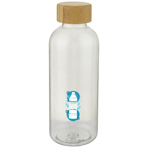 Obrázky: Transparent. fľaša z recykl. PET a bambusu 650 ml, Obrázok 5
