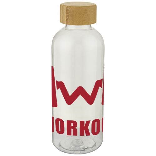Obrázky: Transparent. fľaša z recykl. PET a bambusu 650 ml, Obrázok 6