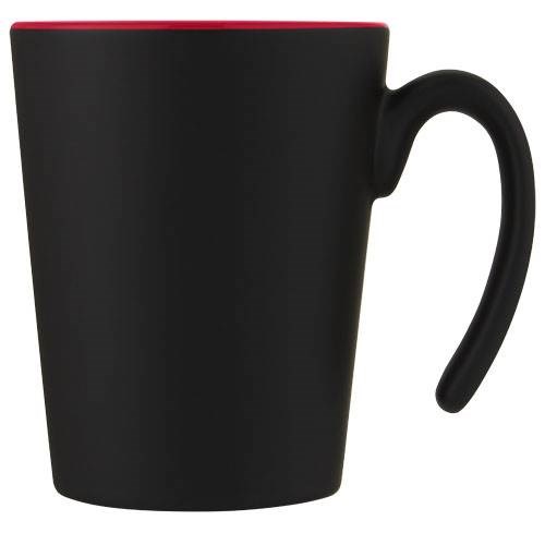 Obrázky: Čierny keramický hrnček 360 ml s červeným vnútrom, Obrázok 3