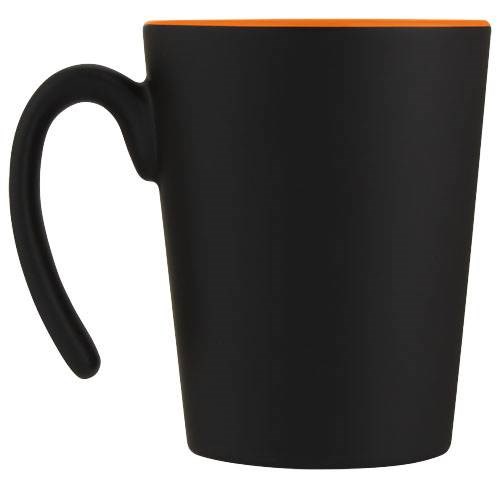 Obrázky: Čierny keramický hrnček 360 ml s oranžovým vnútrom, Obrázok 2