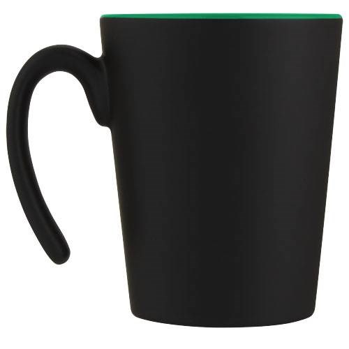 Obrázky: Čierny keramický hrnček 360 ml so zeleným vnútrom, Obrázok 2