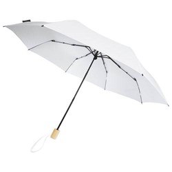 Obrázky: Skladací  vetru odol.dáždnik z recykl. PET,biely