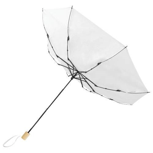 Obrázky: Skladací  vetru odol.dáždnik z recykl. PET,biely, Obrázok 4