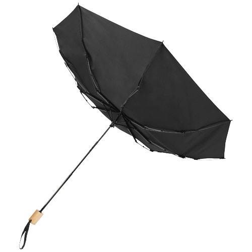 Obrázky: Skladací vetru odolný dáždnik z recykl. PET,čierny, Obrázok 4