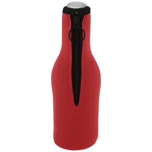 Obrázky: Červený obal na fľašu z recykl. neoprénu so zipsom, Obrázok 4