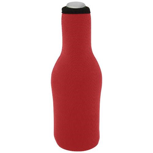Obrázky: Červený obal na fľašu z recykl. neoprénu so zipsom, Obrázok 5