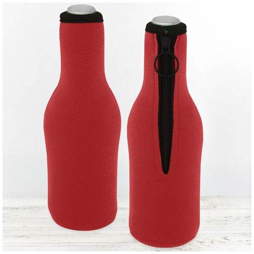 Obrázky: Červený obal na fľašu z recykl. neoprénu so zipsom, Obrázok 8